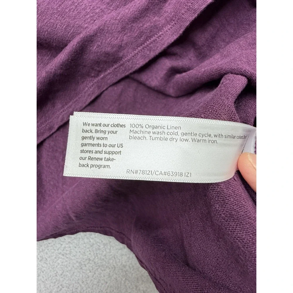 Eileen Fisher T-Shirt Womens Medium Purple Organic Linen Jersey Short Sleeve